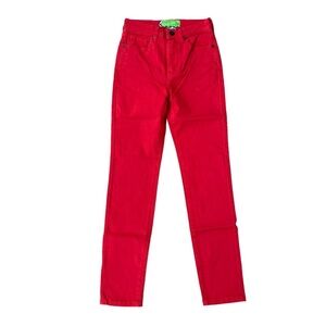Free People X Sandrine Women’s Red Denim High Waisted Skinny Jeans